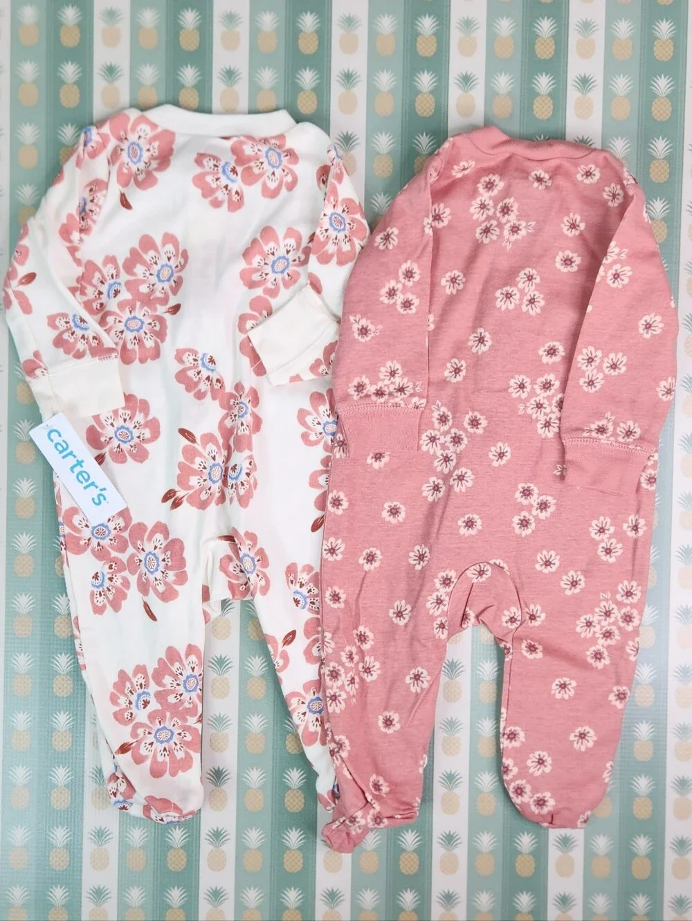 Carter's Baby Girls' Floral Footed One-Piece Sleepers - Pink Floral